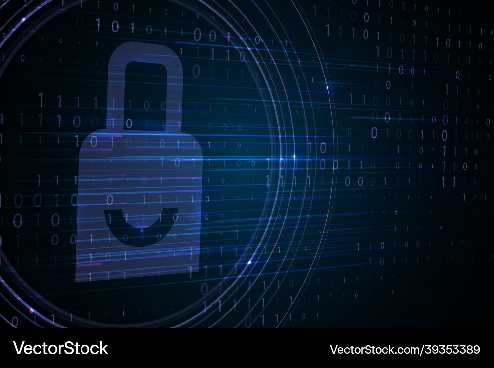 Padlock icon with binary code background Padlock icon with binary code background vector image