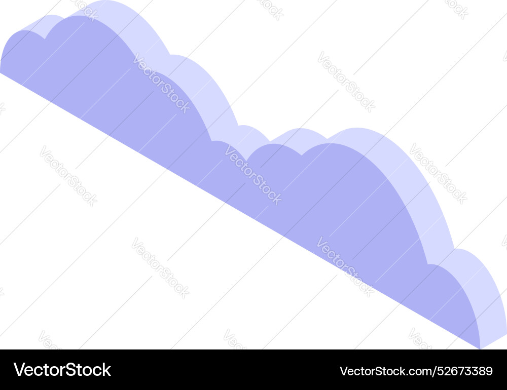 Purple cloud row floating in isometric projection Purple cloud row floating in isometric projection vector image