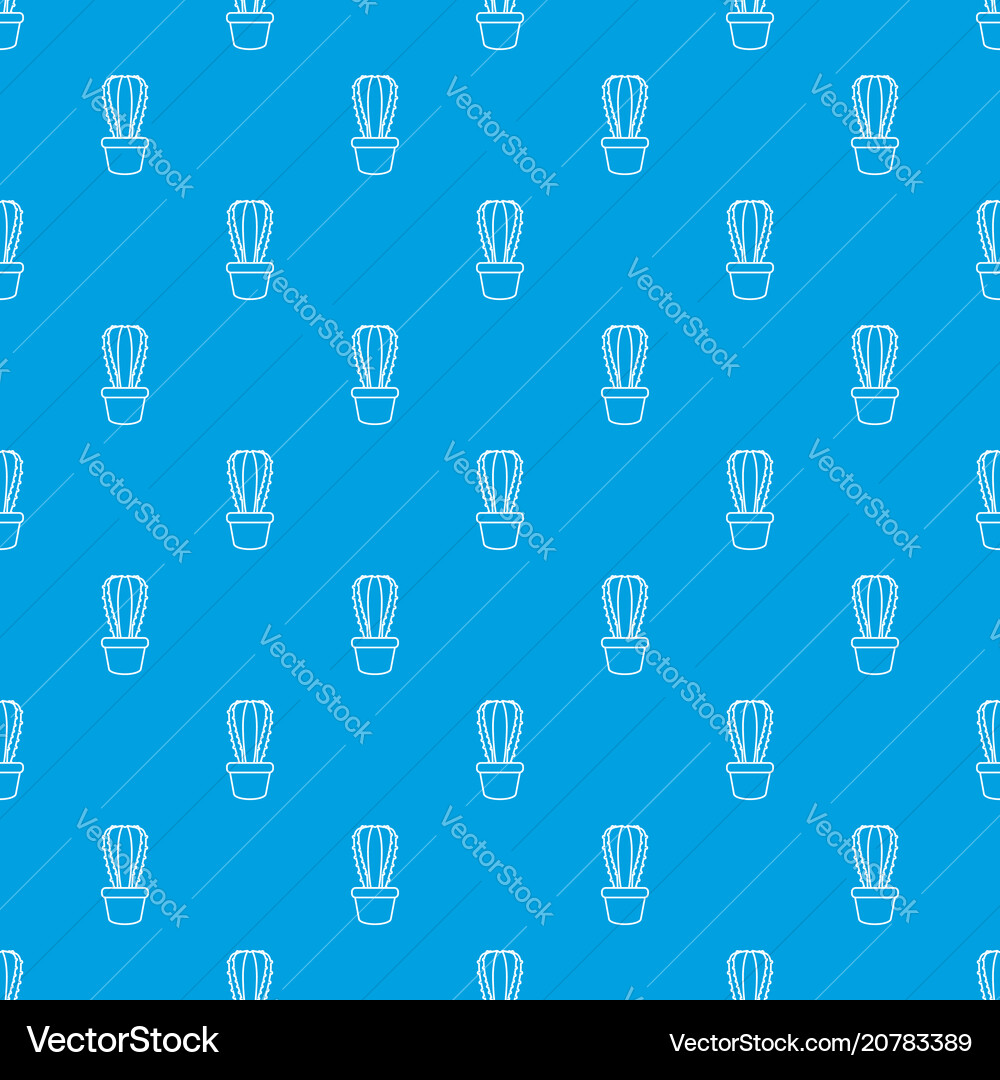 Rectangular cactus pattern seamless blue Rectangular cactus pattern seamless blue vector image