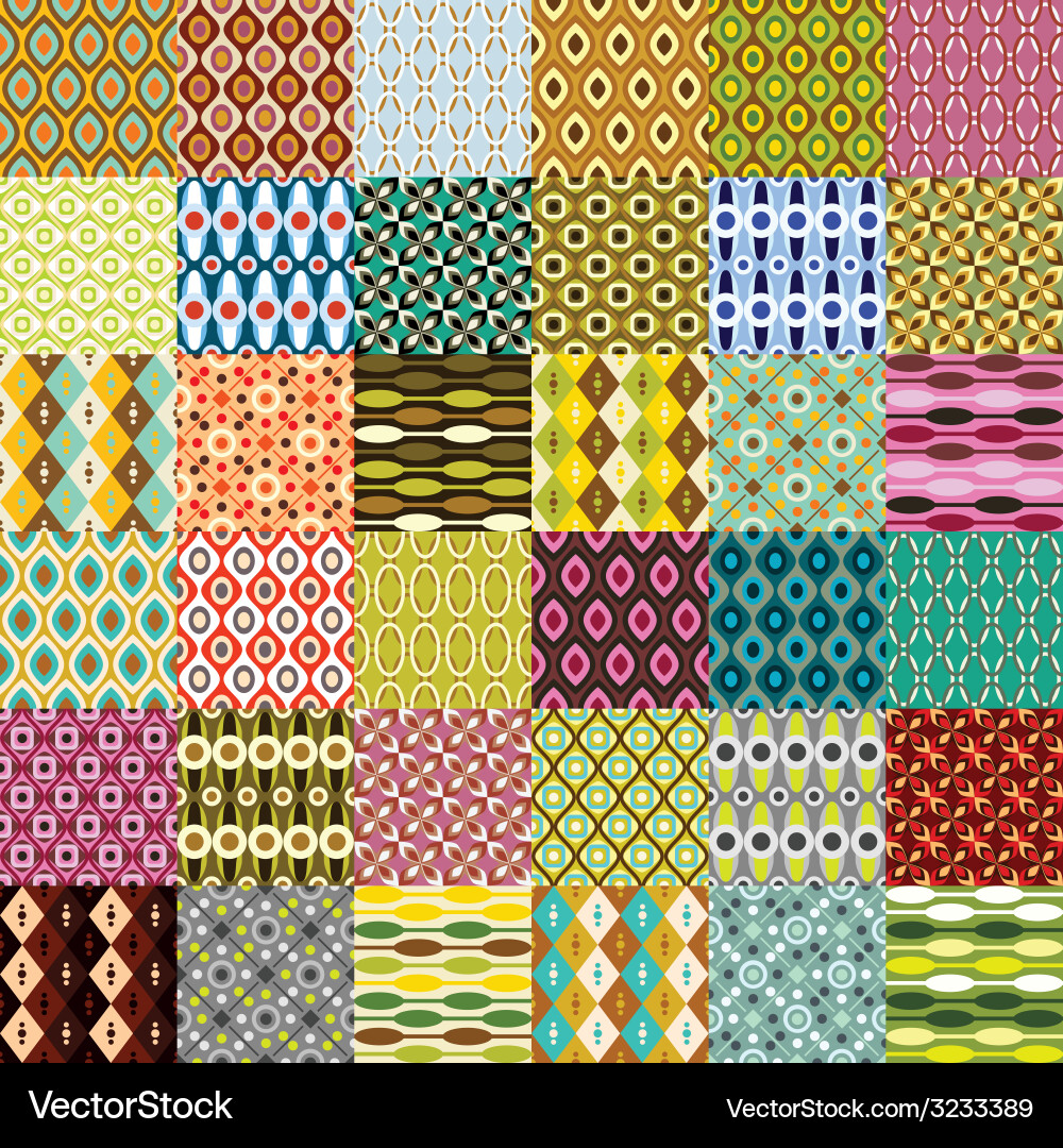Retro Circles & Waves Pattern vector image
