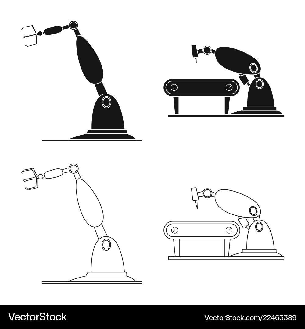Robot and factory icon set Vector Image