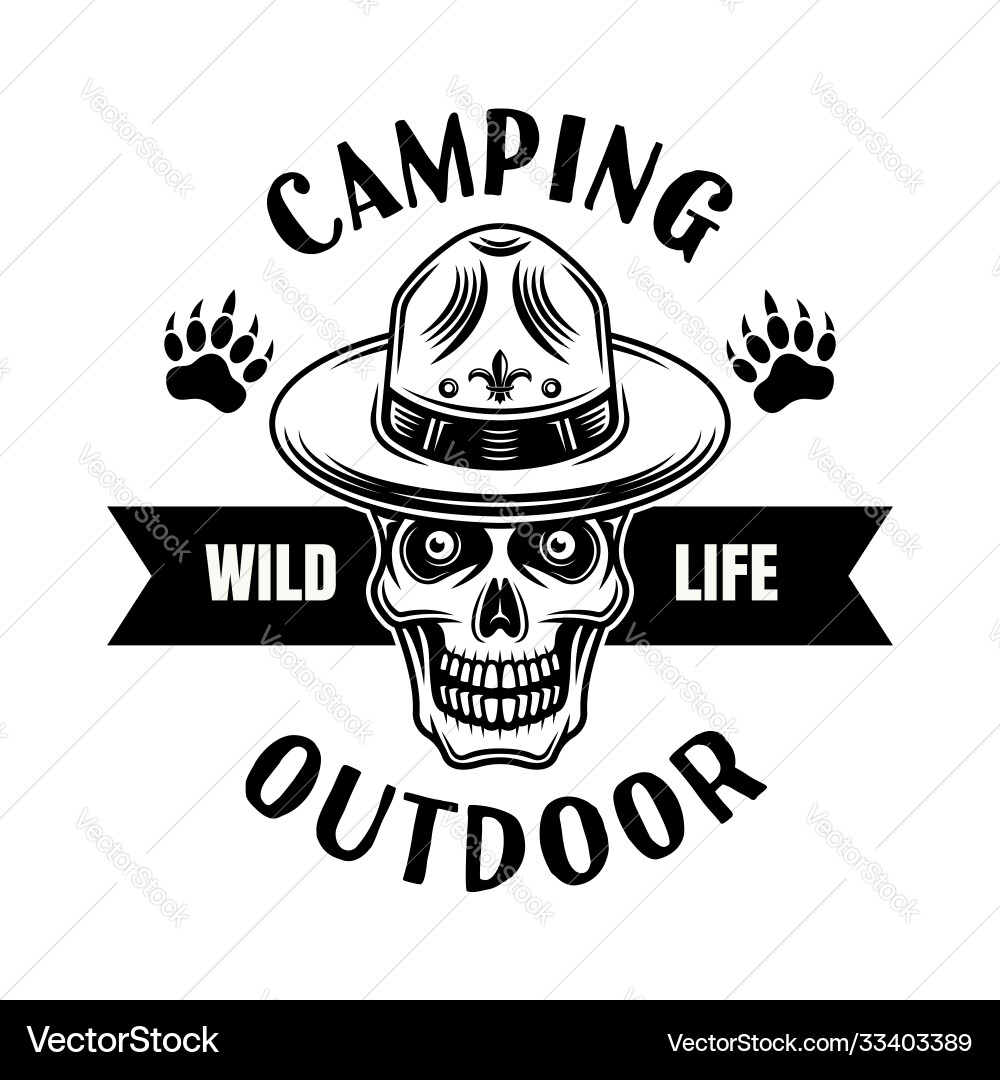 Scout Skull Camping Emblem Vector Image