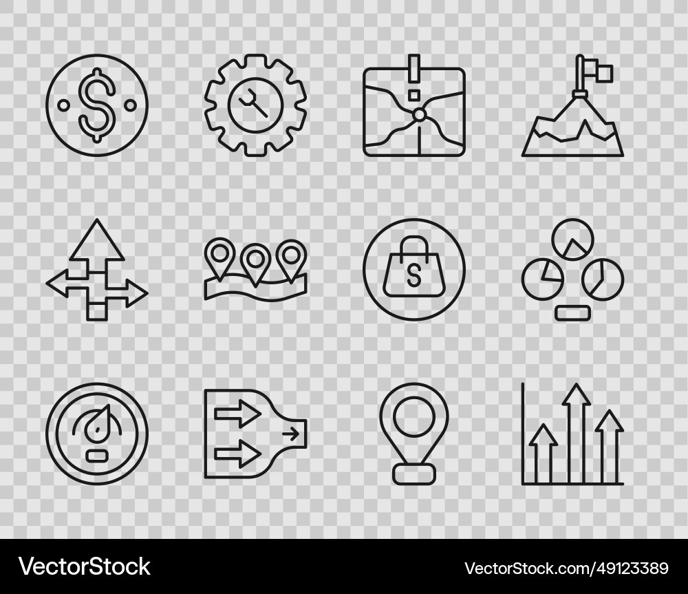 Set line digital speed meter pie chart Set line digital speed meter pie chart Vector Image