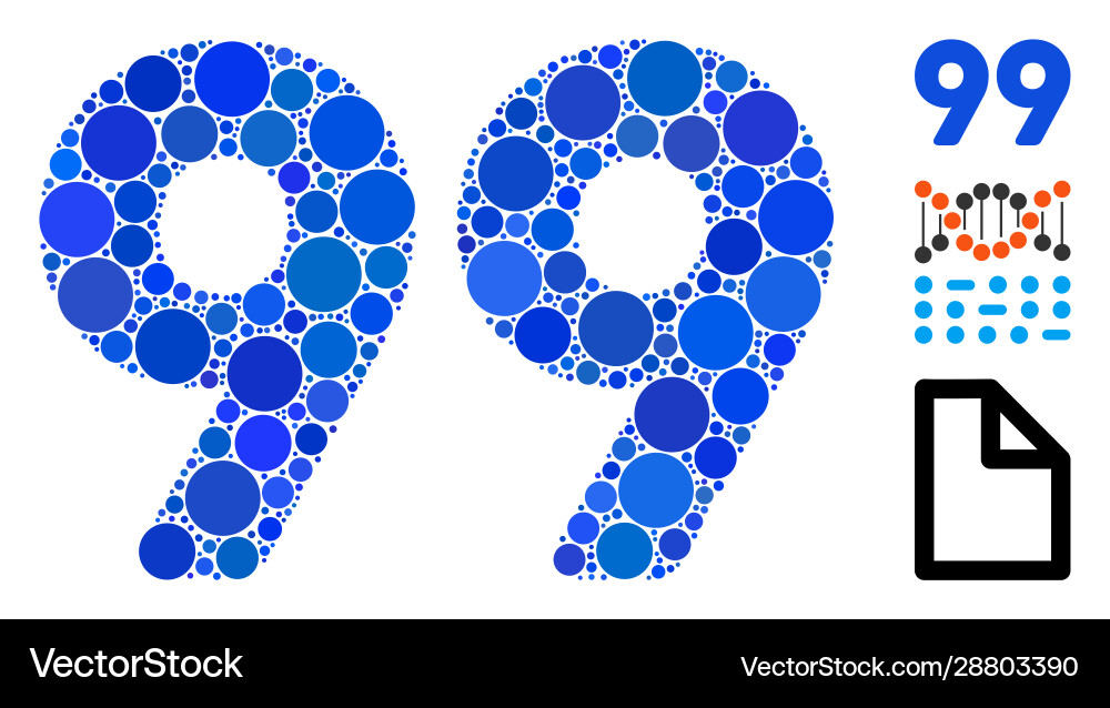 99 digits text composition icon circle dots 99 digits text composition icon circle dots vector image