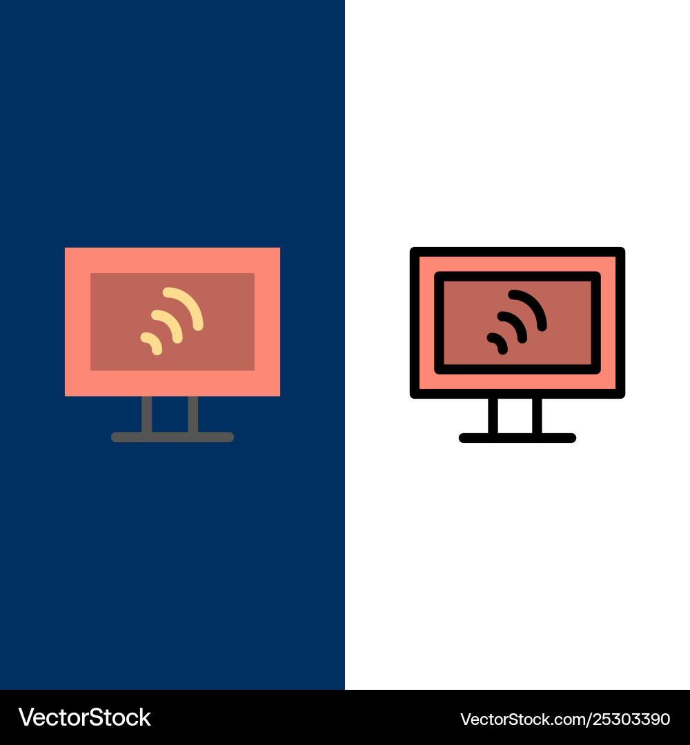 Computer wifi service icons flat and line filled Computer wifi service icons flat and line filled vector image