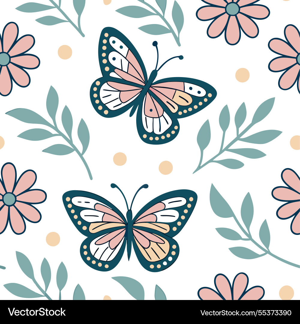 Delicate spring nature seamless pattern with soft Delicate spring nature seamless pattern with soft Vector Image