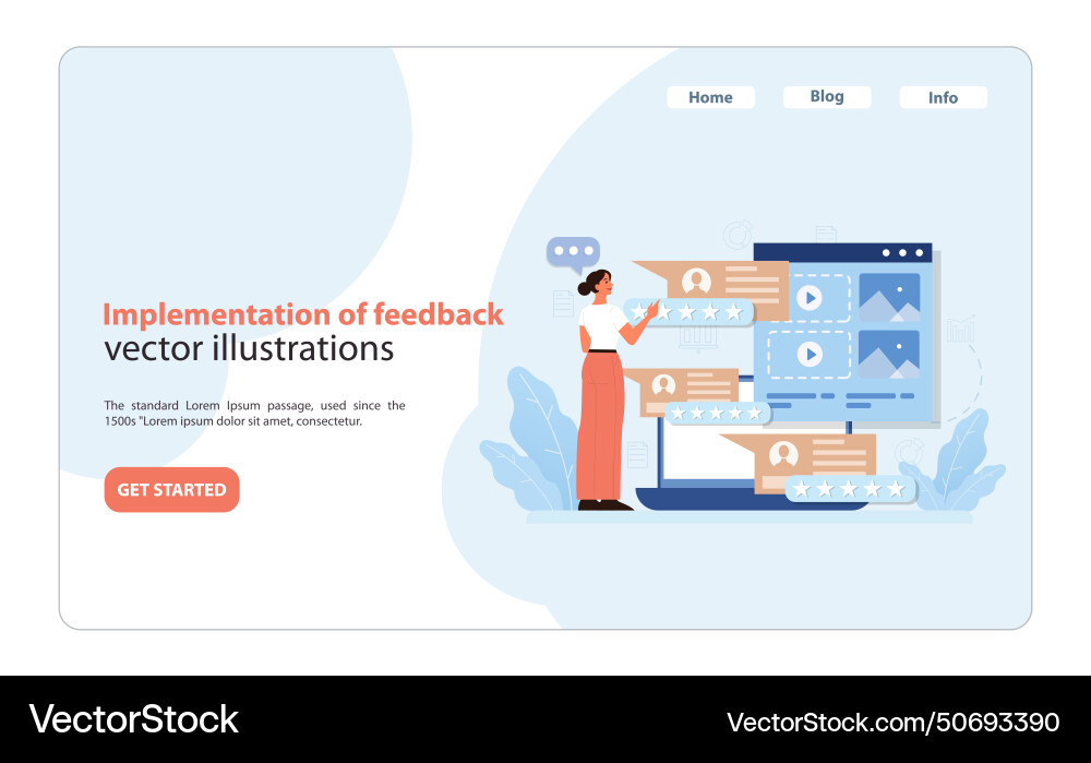 Feedback implementation process detailed Feedback implementation process detailed vector image