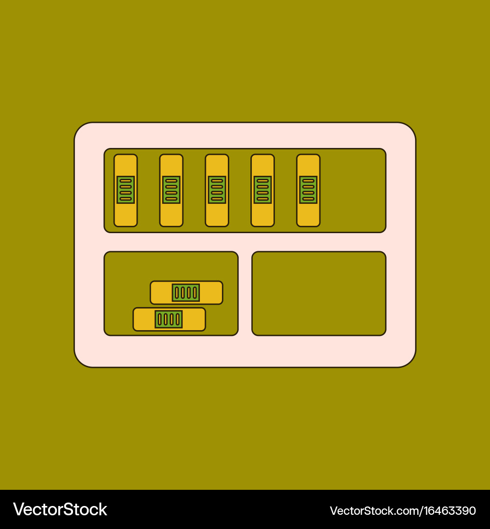 Flat icon with thin lines folder shelf vector image
