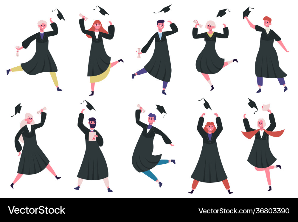 Happy Dance Absolventen Gruppe feiern Happy Dance Absolventen Gruppe feiern vektorbild