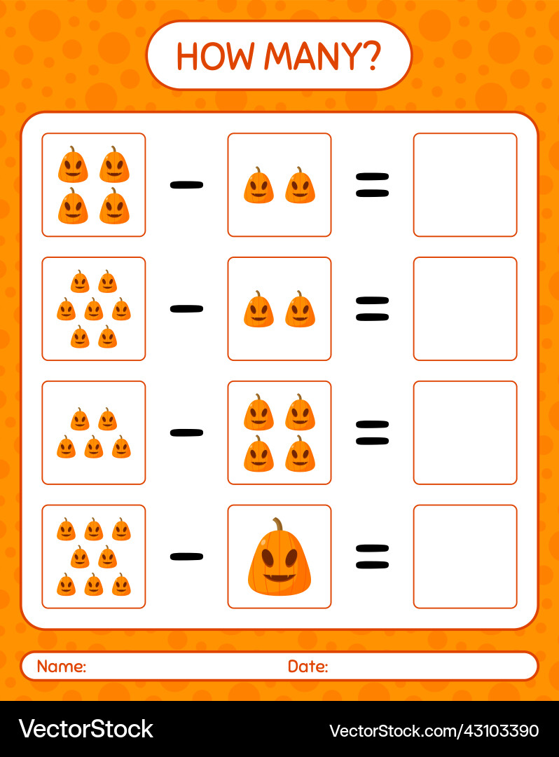 How many counting game with jack o lantern How many counting game with jack o lantern vector image