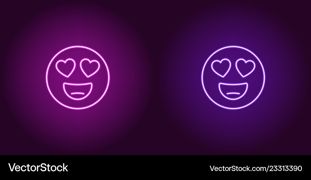 Neon von Emoji in Liebesikone Neon von Emoji in Liebesikone vektorbild