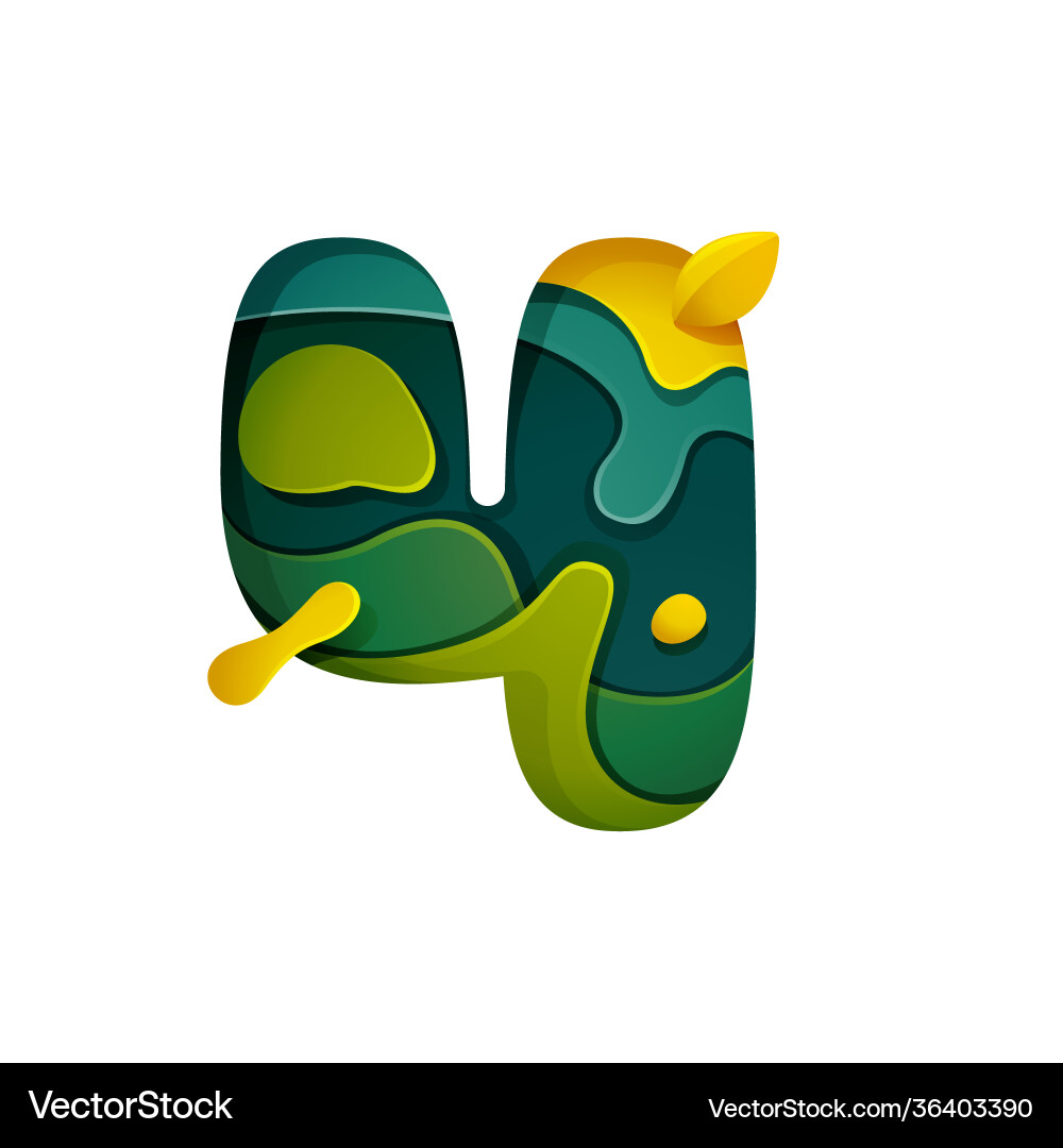 Paper cut number four logo layer carving style Paper cut number four logo layer carving style vector image