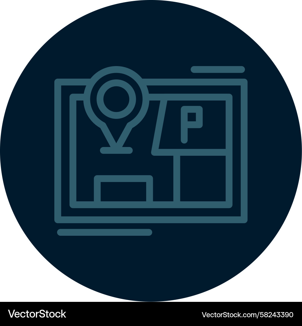 Parking Map Marker Icon - Line Style Vector Image