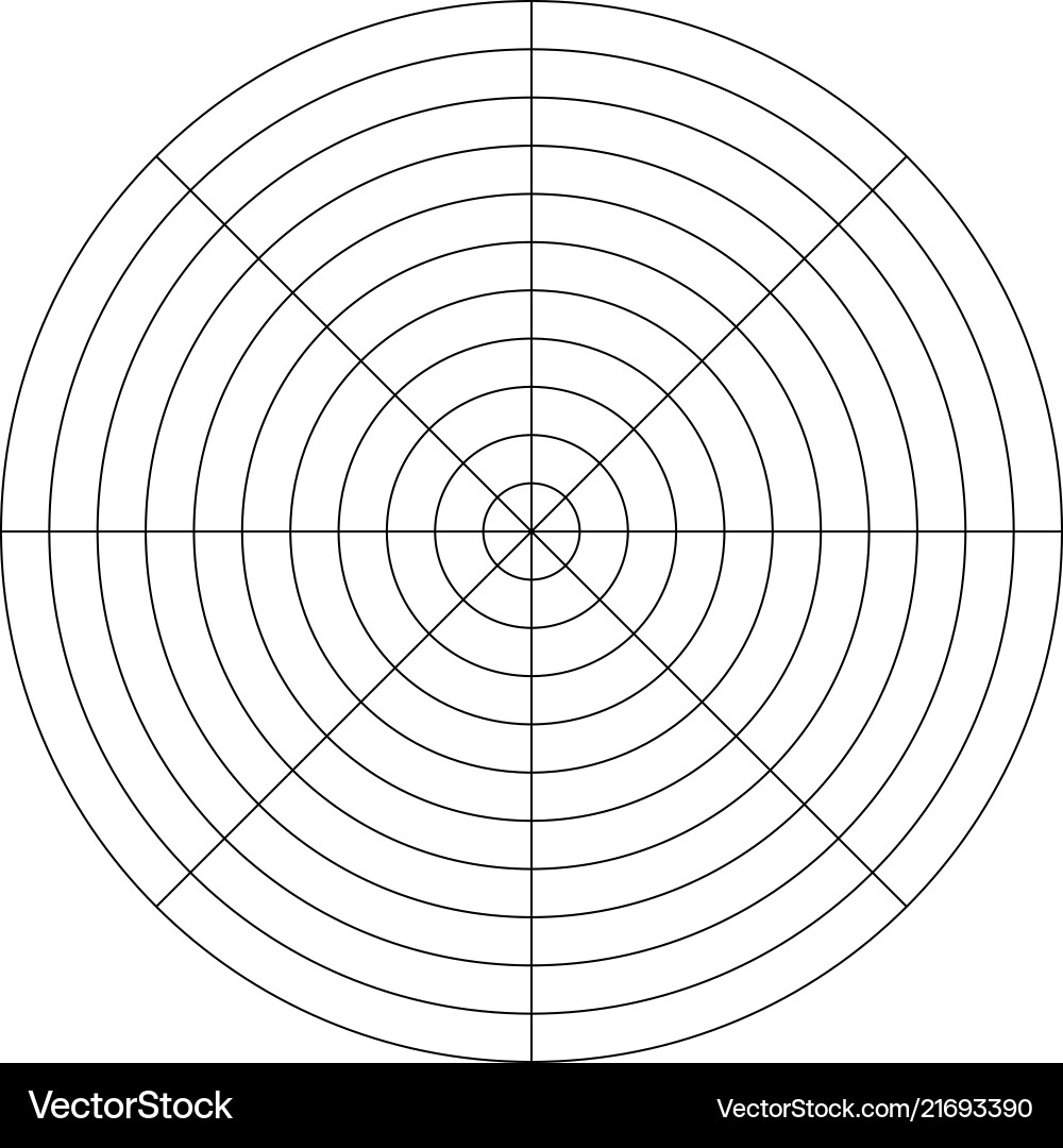 Polar Grid with Concentric Circles vector image