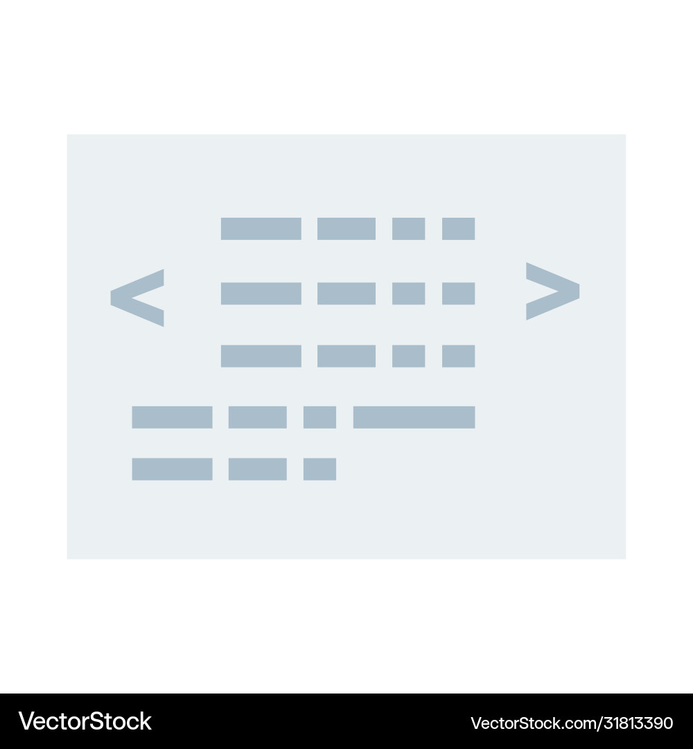 Rows code in a development environment flat Rows code in a development environment flat Vector Image