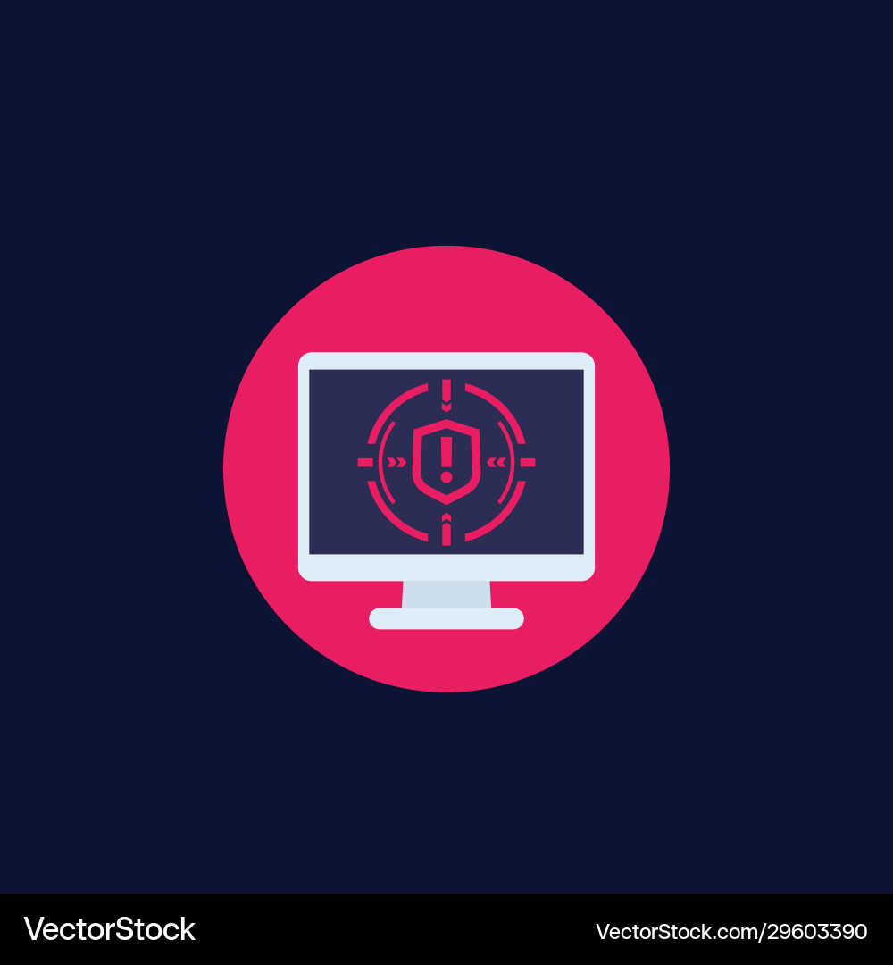 Security breach icon with computer screen vector image