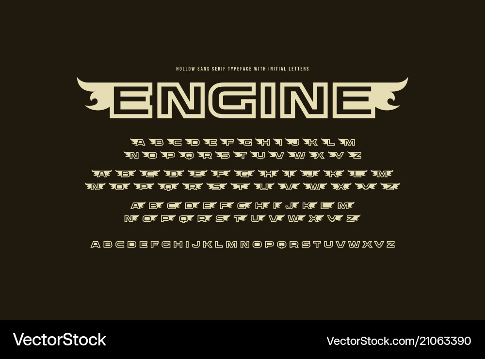 Set of initial hollow letters in racing style Set of initial hollow letters in racing style vector image