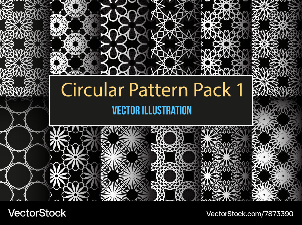 Set of round and circular decorative patterns vector image