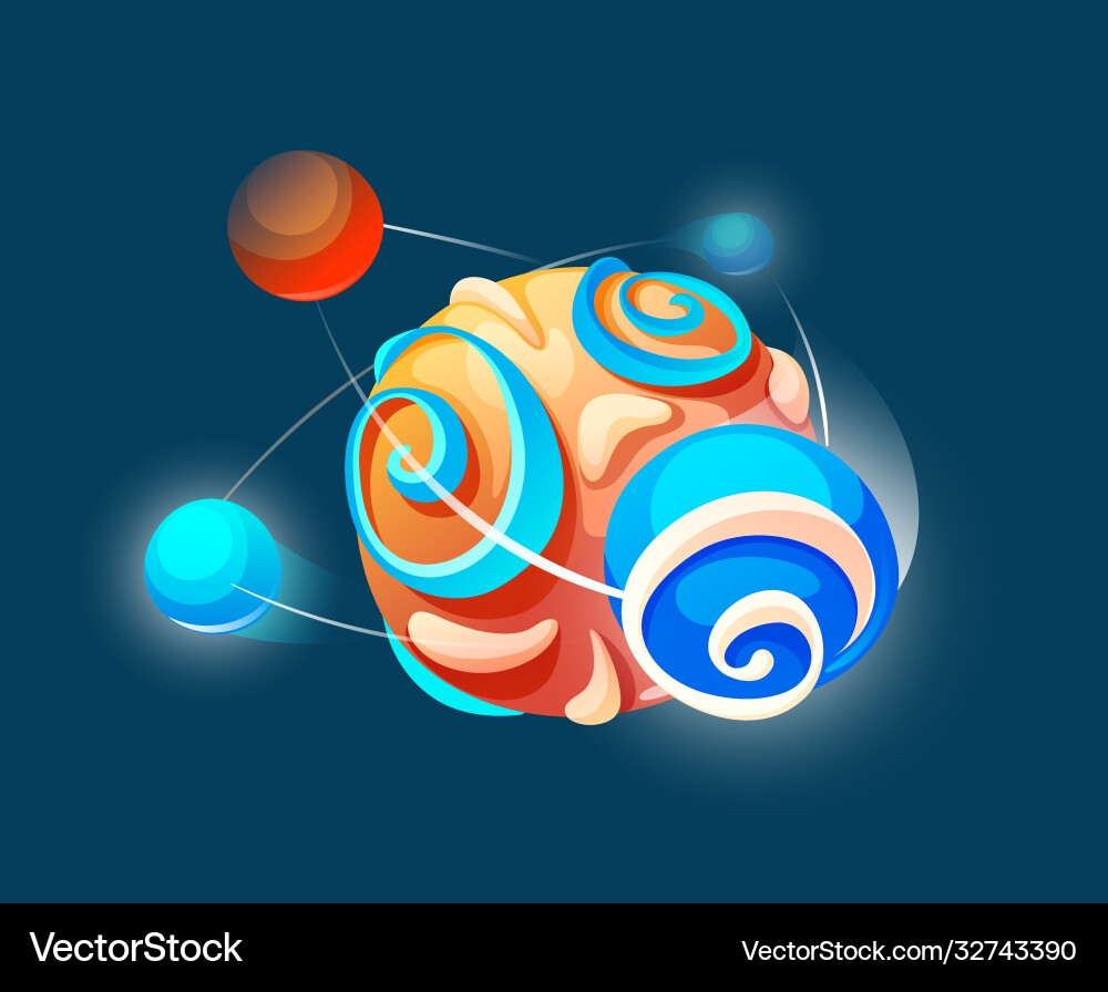 Space game element cartoon luminous object vector image