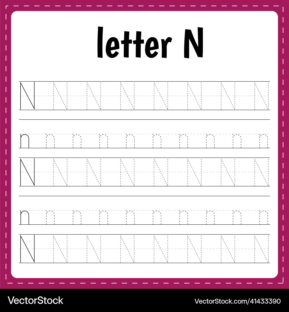 Writing letters tracing page practice sheet Vector Image