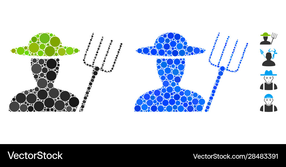 Bauern mit Pitchfork-Mosaik-Ikone Sphäre Bauern mit Pitchfork-Mosaik-Ikone Sphäre vektorbild
