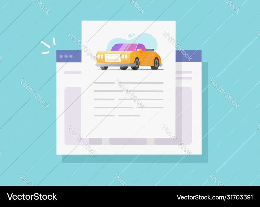 Car text info and instruction document online web vector image