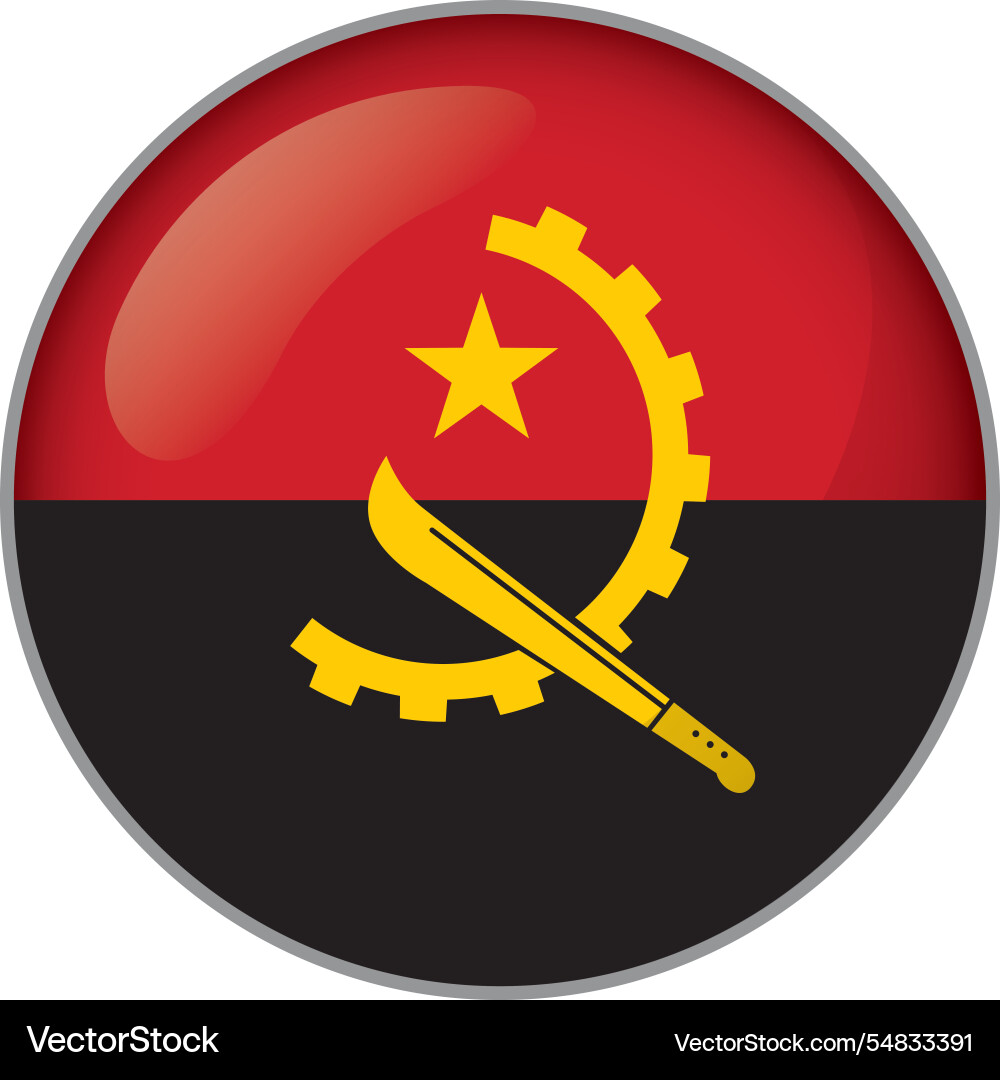 Icon a round button with the flag of angola Icon a round button with the flag of angola vector image