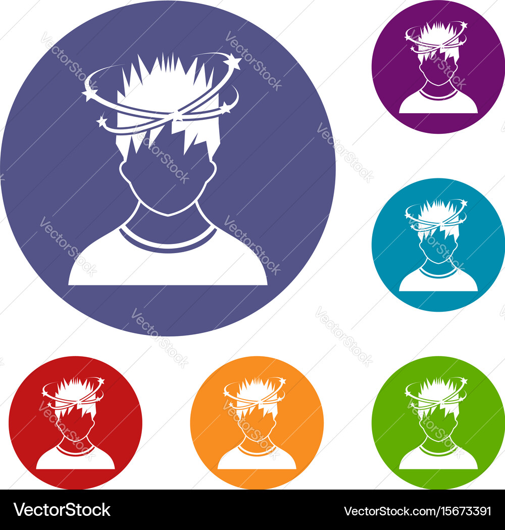 Man with dizziness icons set Vector Image