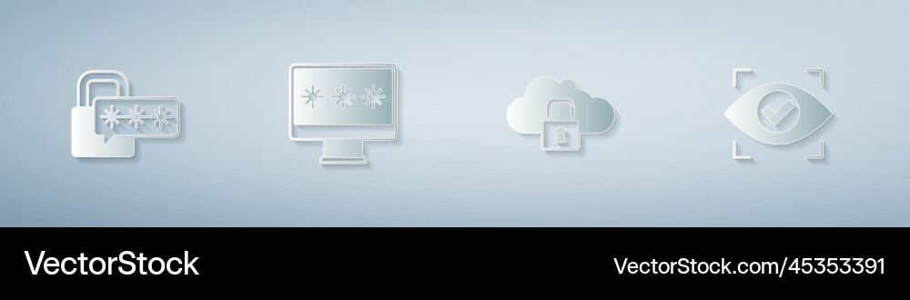 Set cyber security monitor with password cloud Set cyber security monitor with password cloud vector image