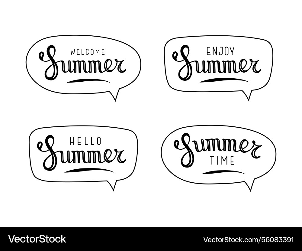 Set of hand letterings hello summer welcome Set of hand letterings hello summer welcome vector image