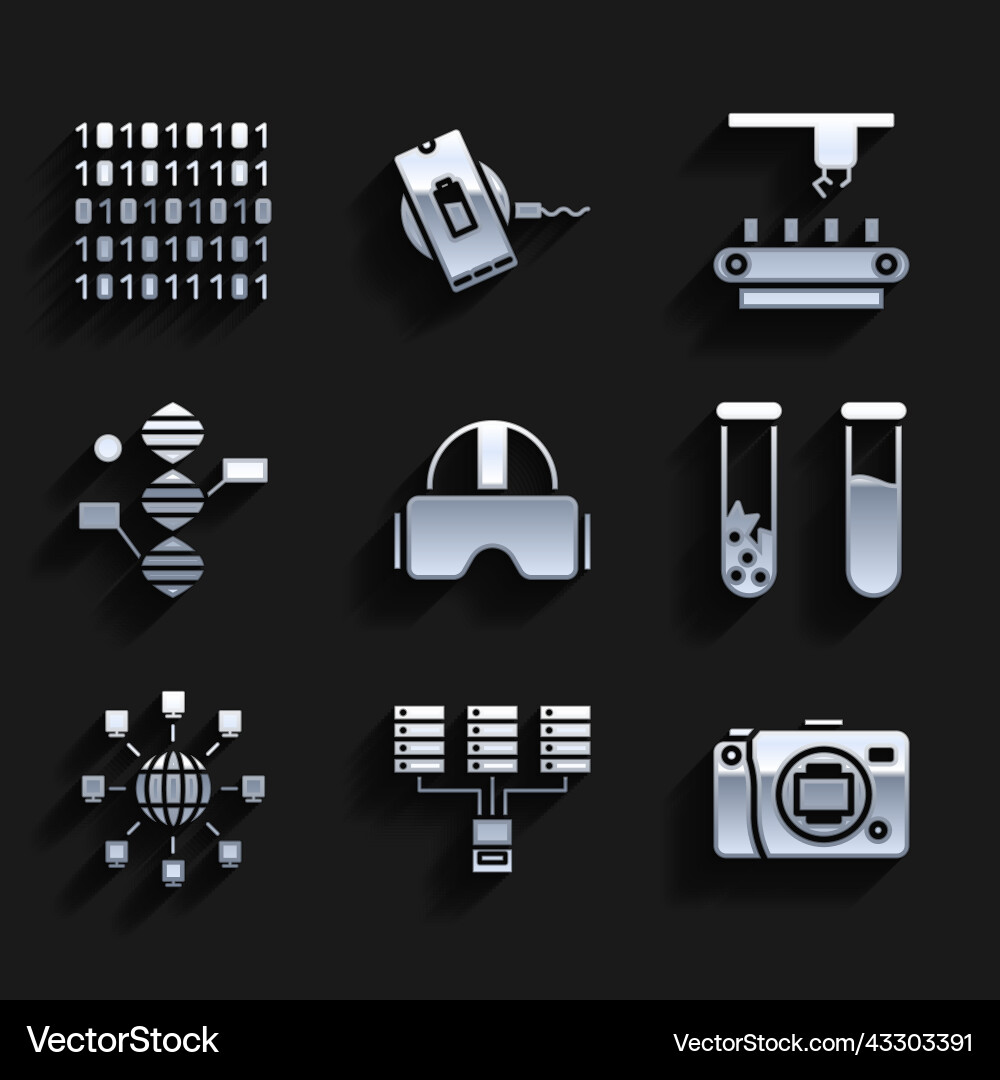 Set virtual reality glasses server data web Set virtual reality glasses server data web vector image