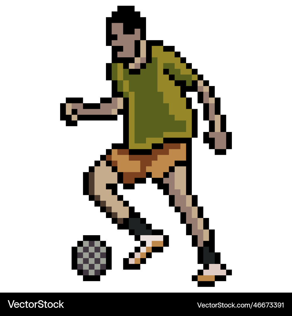 Soccer player kicking ball with pixel art Soccer player kicking ball with pixel art vector image