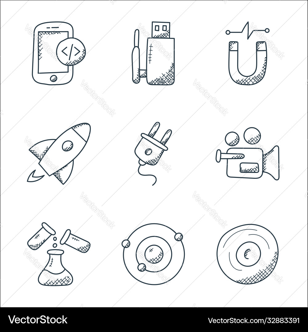 Technology line icons linear set quality Technology line icons linear set quality vector image