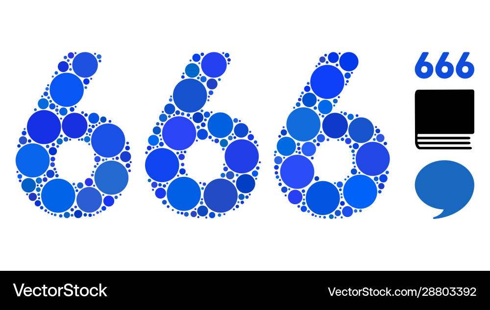 666 digits text mosaic icon round dots 666 digits text mosaic icon round dots vector image