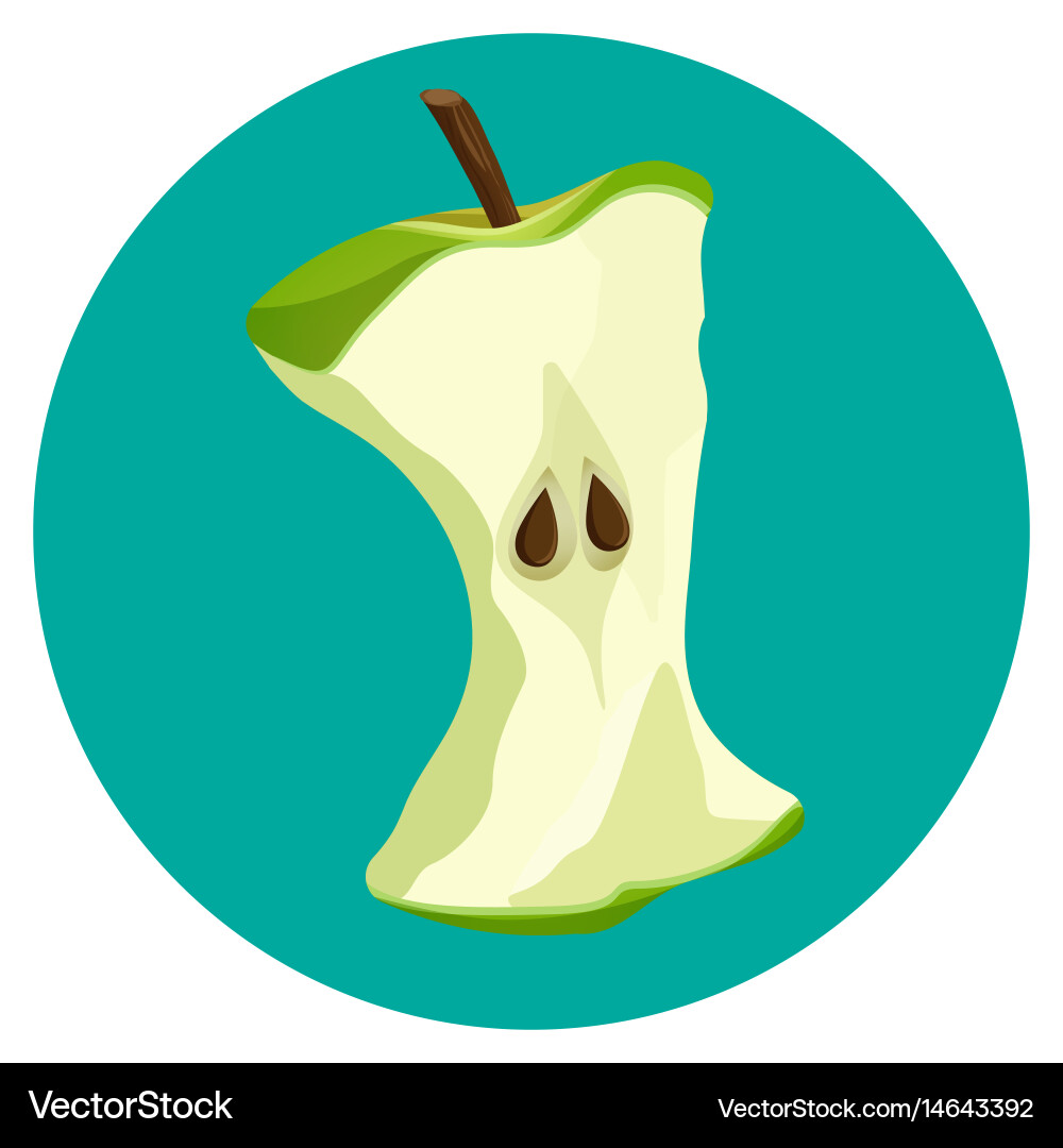 Bite apple core web button isolated on blue Vector Image