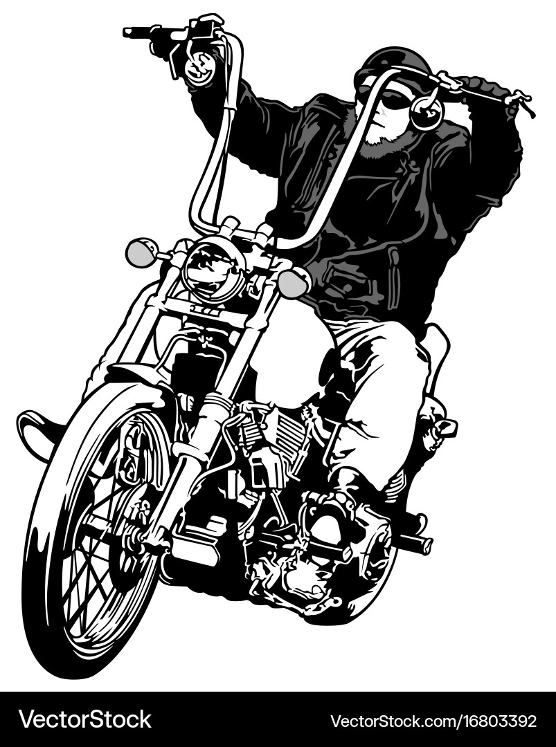 Black Chopper Rider Vector Image
