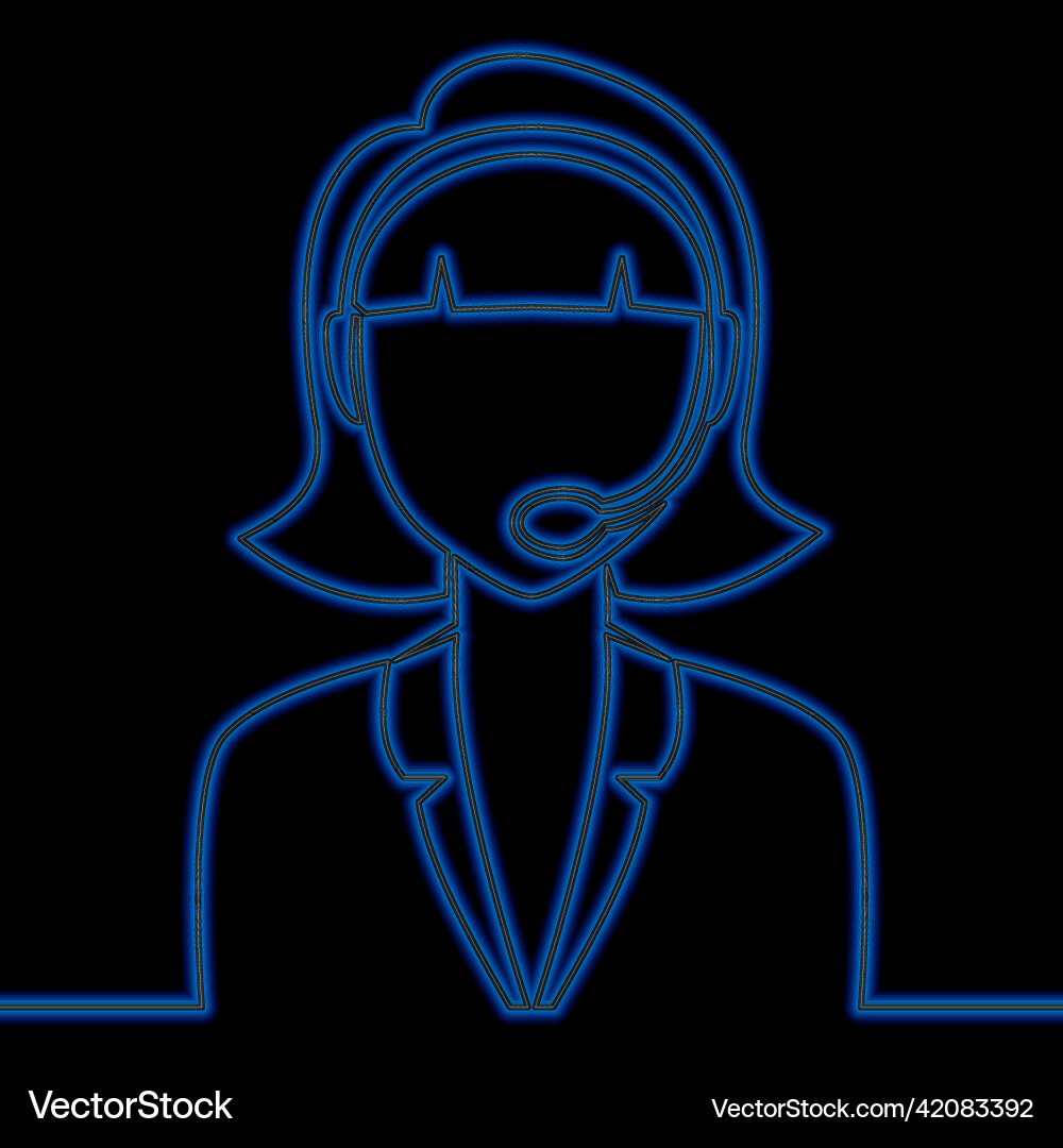 Continuous line drawing call center operator neon Continuous line drawing call center operator neon Vector Image