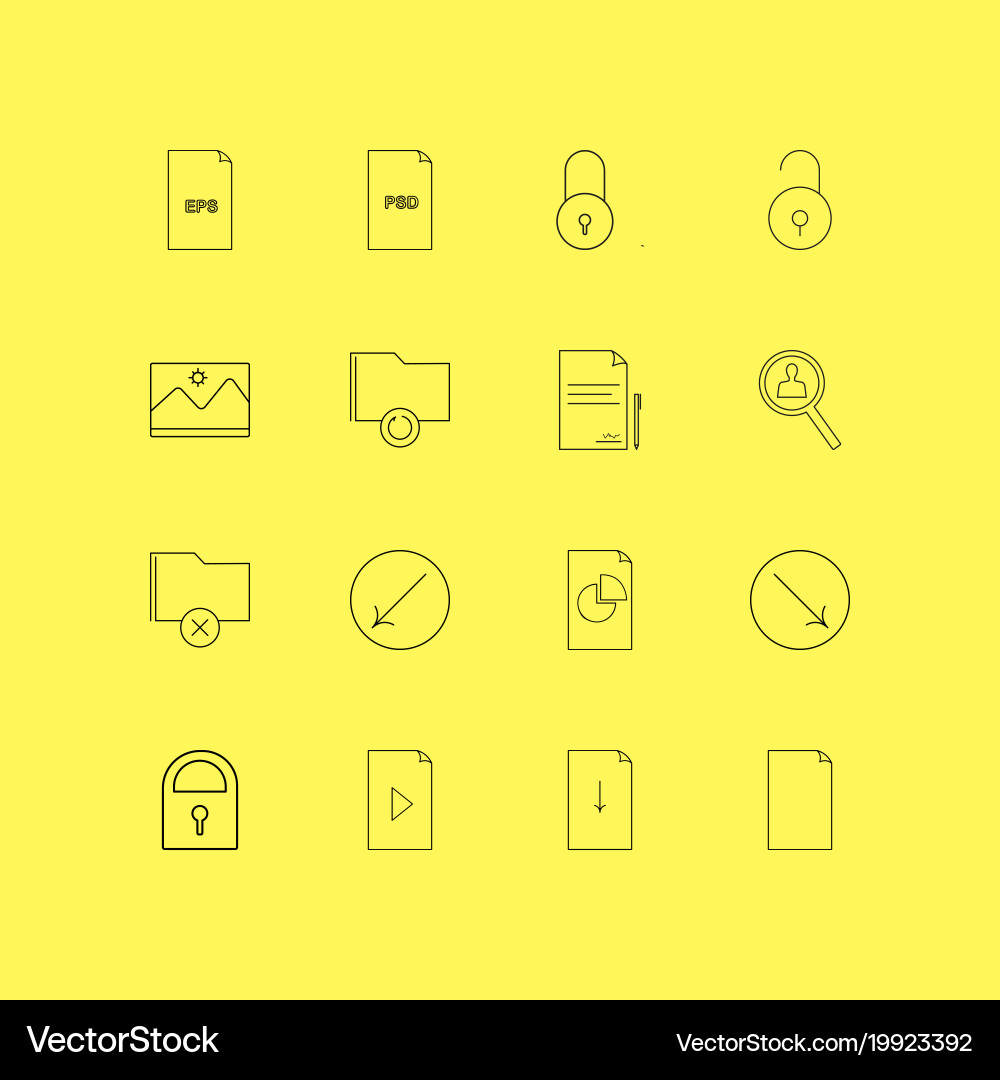 Files and folders linear icon set simple outline vector image