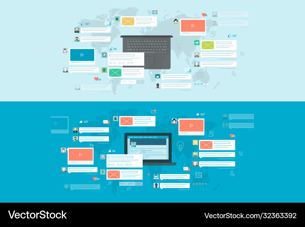 Flat design concepts for networking Vector Image