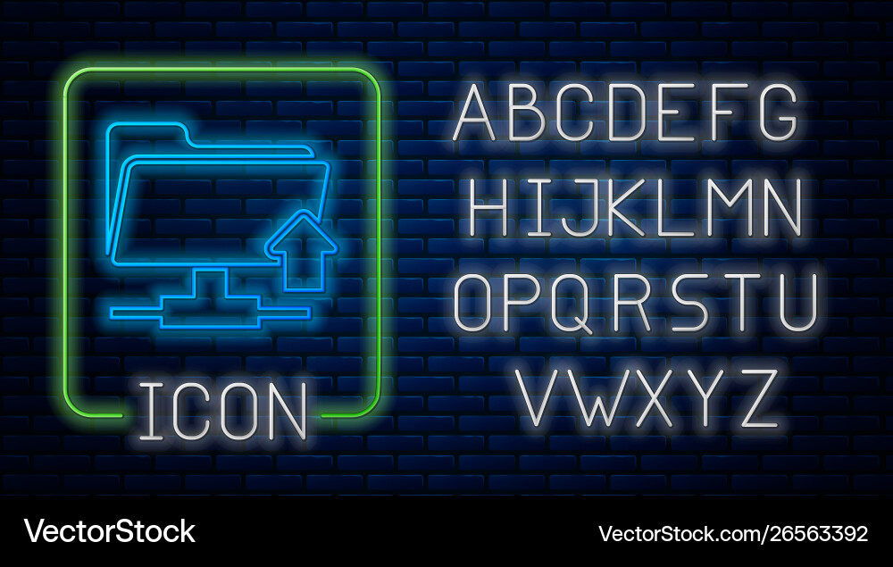 Glowing neon ftp folder upload icon isolated Glowing neon ftp folder upload icon isolated vector image