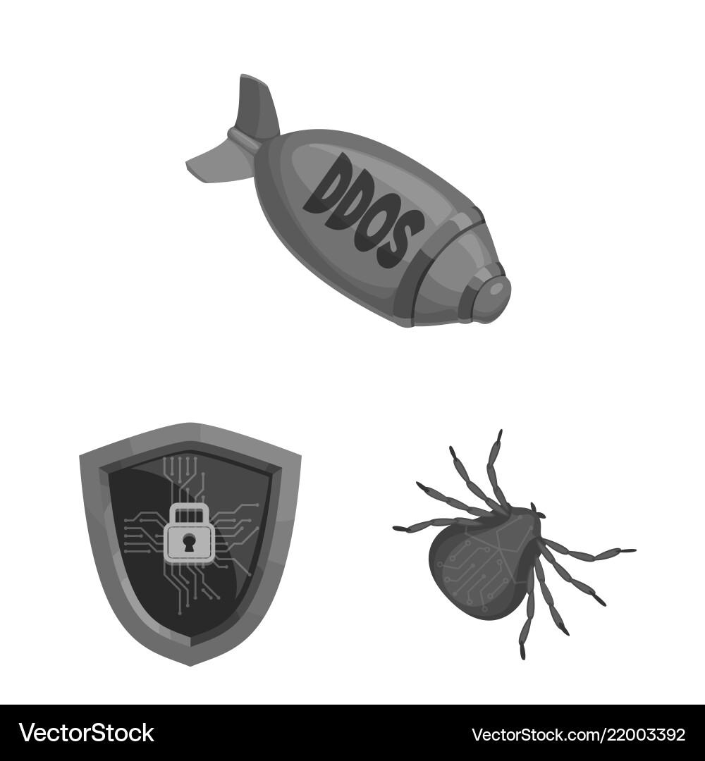 Isolated object of virus and secure sign set Isolated object of virus and secure sign set vector image