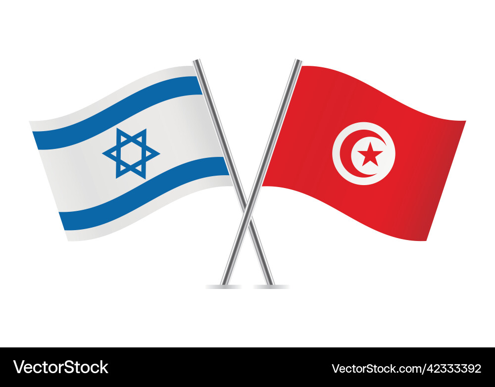 Israel and tunisia crossed flags Vector Image