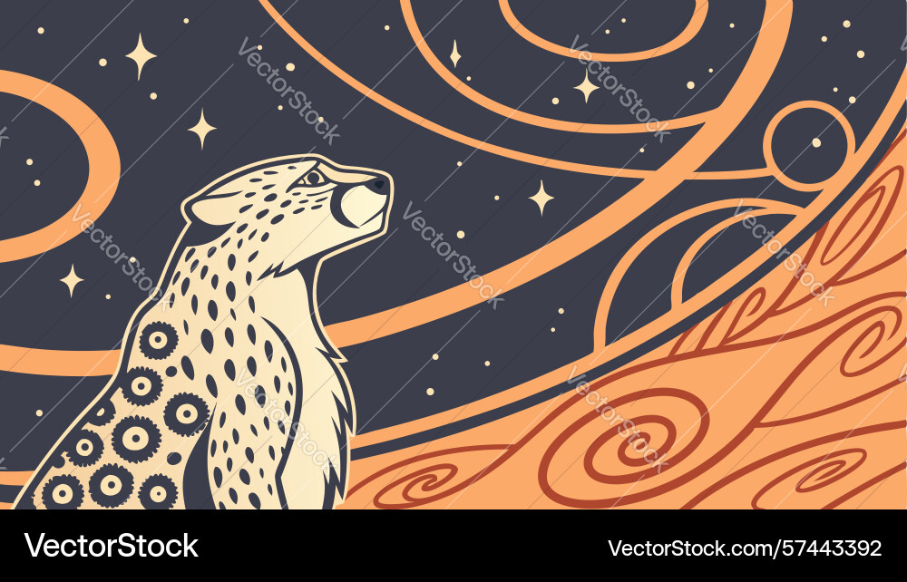 Leopard in abstract cosmic scene mystical Vector Image