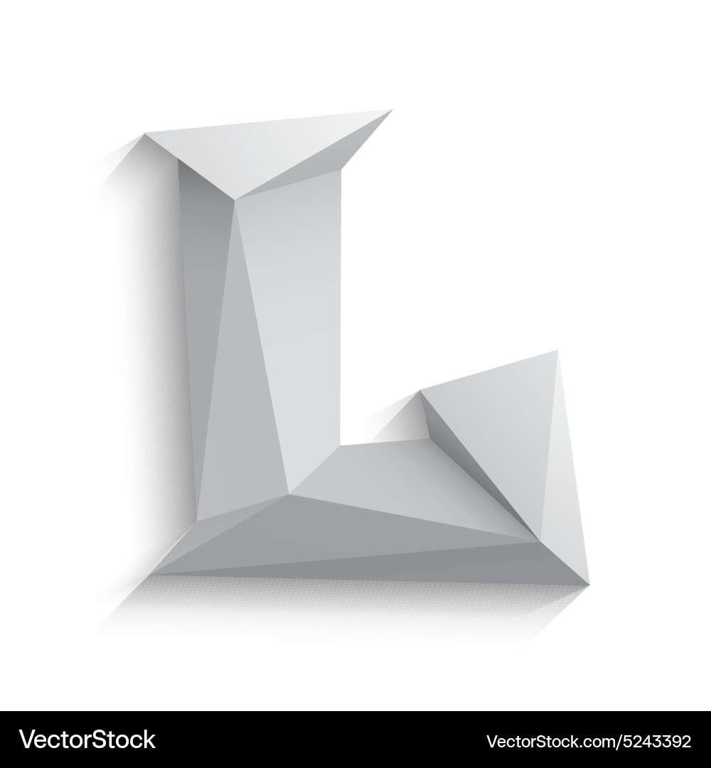 Low Poly 3D Letter L vector image