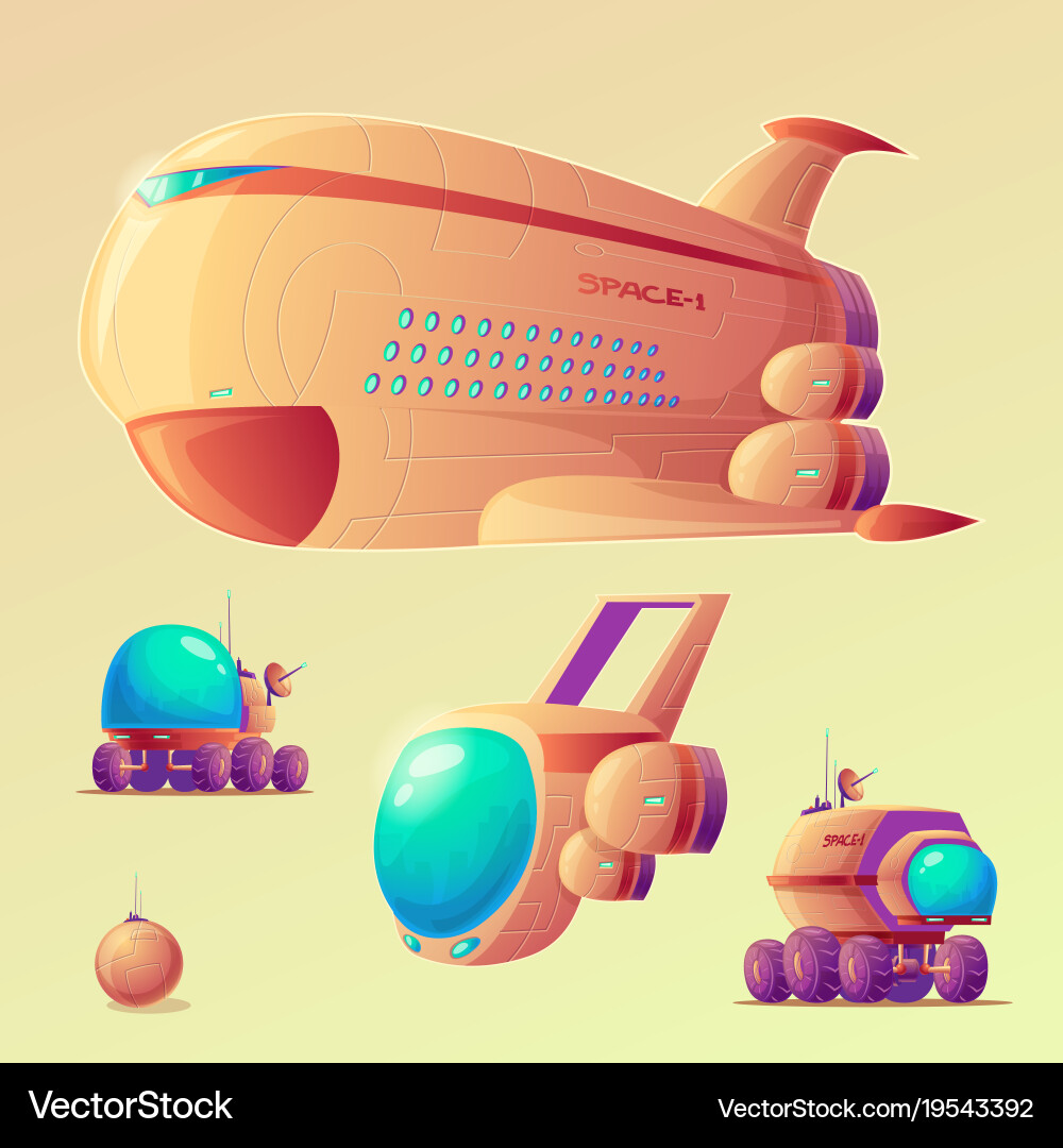 Mars Colonization Objects Vector Image