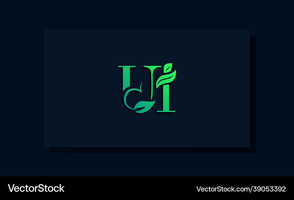 Minimal leaf style initial ui logo Vector Image
