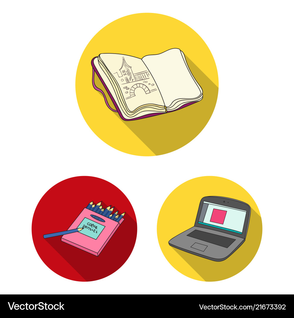 Painter and drawing flat icons in set collection Vector Image