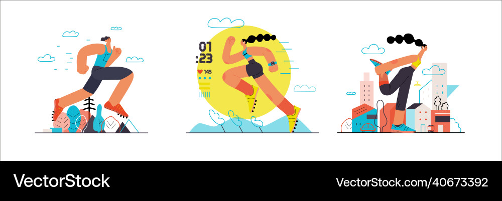 Runners - a set of running Runners - a set of running vector image