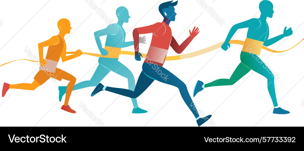 Runners in motion - dynamic sprint race design vector image