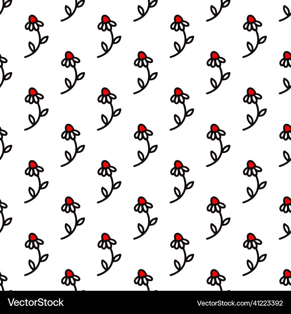 Seamless linear pattern with chamomile flowers Seamless linear pattern with chamomile flowers vector image
